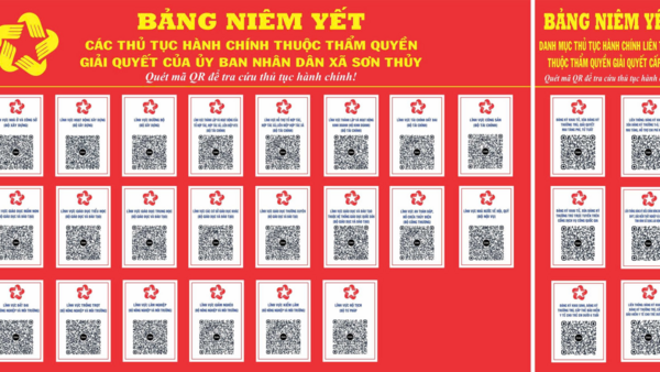 BẢNG NIÊM YẾT CÁC THỦ TỤC HÀNH CHÍNH BẰNG MÃ QR CODE